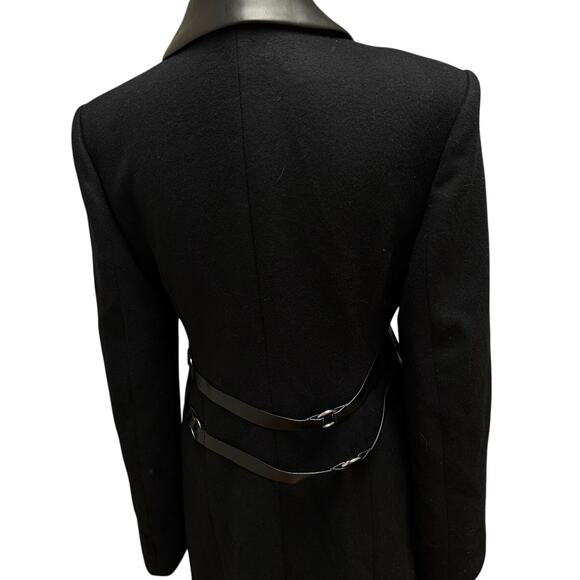 NEW ADEAM Trench Coat Full Length Wool Women’s 4 Black Harness Luxury Minimalist - Picture 6 of 11